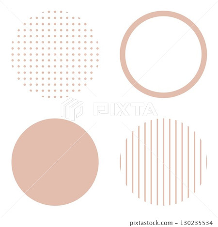 Round circle geometric shape illustration material, light brown beige, simple dots and stripes, vector png 130235534