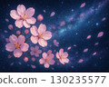 星空櫻花飛舞－宇宙與花朵的奇幻背景 130235577