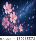 星空櫻花飛舞－宇宙與花朵的奇幻背景 130235578