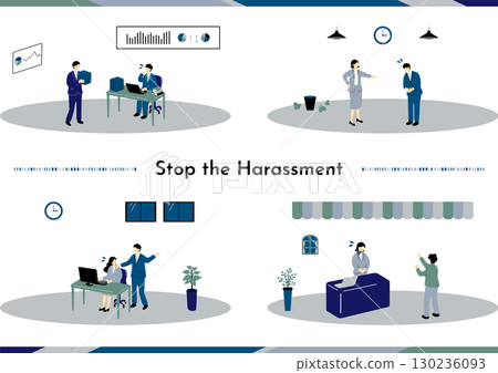 Harassment scene illustration collection Harassment scene illustration collection 130236093