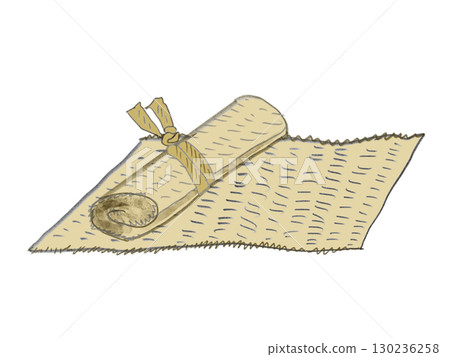 Woven straw mats and rolled mats 130236258