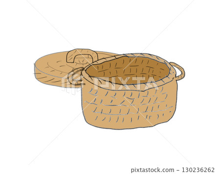 帶有蓋草編轎子的插圖 130236262