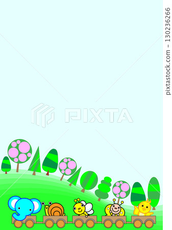 可愛的動物和藍天框架 130236266