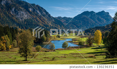 Landscape of bright autumn leaves 130236351