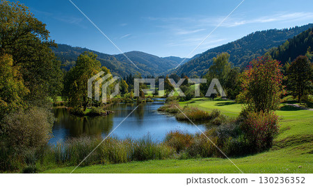 Mountain scenery dyed in autumn leaves Mountain scenery dyed in autumn leaves 130236352