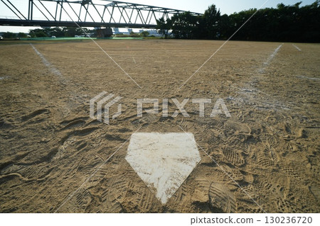 Home base of grass baseball 130236720