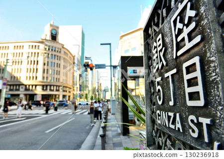 The view of Ginza 5-chome on a holiday The view of Ginza 5-chome on a holiday 130236918