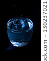 Water splashing from a clear glass on a black background 130237021