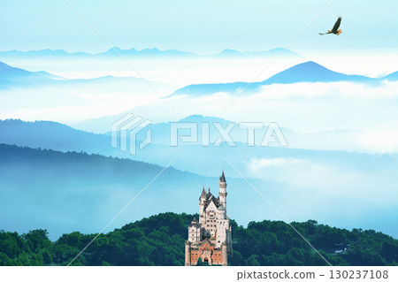 Neuschwanstein Castle floating in the sea of clouds 130237108