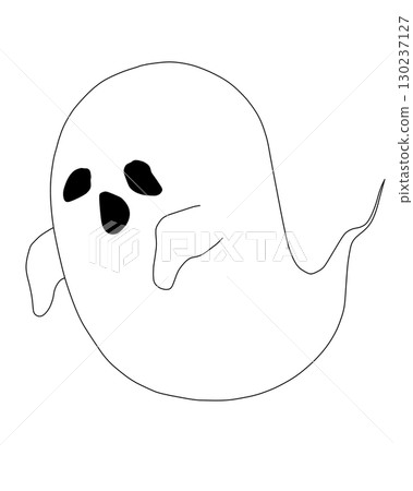 鬼魂線描插圖（萬聖節著色/透明PNG） 130237127