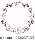 Cute frame, wreath with Easter eggs in cherry color 130237135