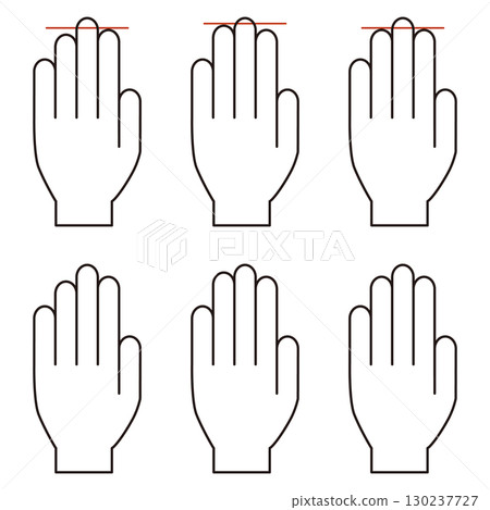 Illustration of fingers of different lengths Illustration of fingers of different lengths 130237727
