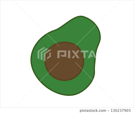 Simple cartoon illustration of a halved avocado with a visible seed on a white background, perfect for food or health themes. Simple cartoon illustration of a halved avocado with a visible seed on a white background, perfect for food or health themes. 130237903