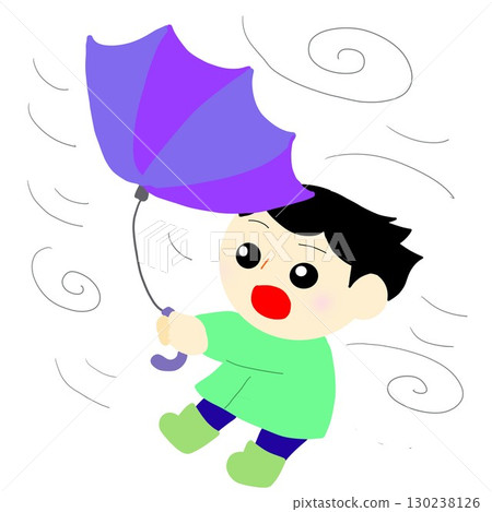 A person whose umbrella is turned upside down in a typhoon A person whose umbrella is turned upside down in a typhoon 130238126