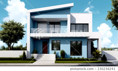獨立式住宅的插圖，房屋外部的透視圖 130238241