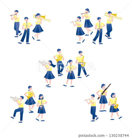 Brass band illustration set Brass band illustration set 130238744