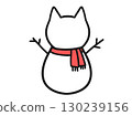 Illustration of a faceless cat-shaped snowman 130239156
