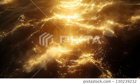 Golden Sunlight Sparkling on Rippling Water 130239232