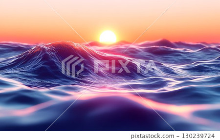 Sunset Hues Illuminating Ocean Waves Sunset Hues Illuminating Ocean Waves 130239724