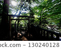 Torii gate in the forest and sunlight filtering through the trees (backlit) 130240128