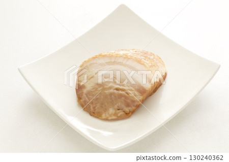 Char siu pork on a white plate 130240362