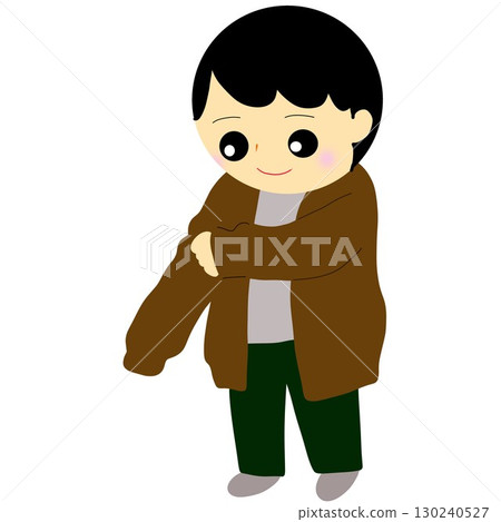 因為天氣冷而穿羊毛衫的人 130240527