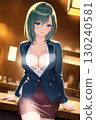 【AI插畫】下班後在酒吧喝醉的辦公室女郎 130240581