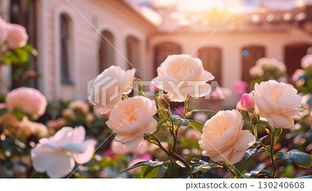 roses illuminated by the setting sun roses illuminated by the setting sun 130240608