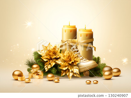 golden christmas ball on snow background 130240907