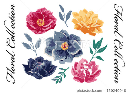 時尚的手繪花卉插圖 130240948