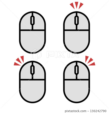 顯示單擊和滾動操作的滑鼠插圖 顯示單擊和滾動操作的滑鼠插圖 130242790