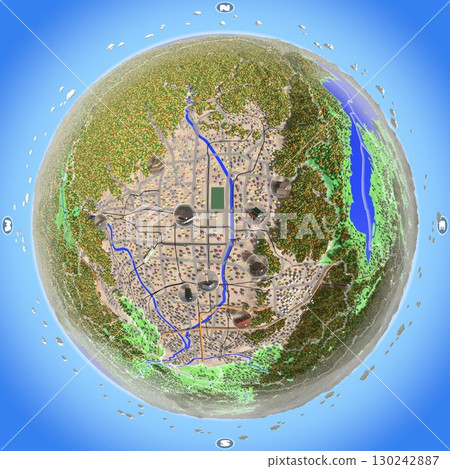 This is a panoramic planetary map of Kyoto City. 130242887
