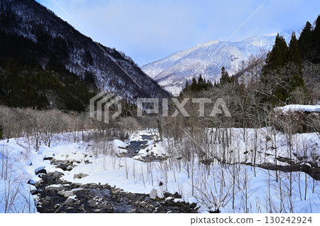 Snow-covered mountains and rivers Snow-covered mountains and rivers 130242924