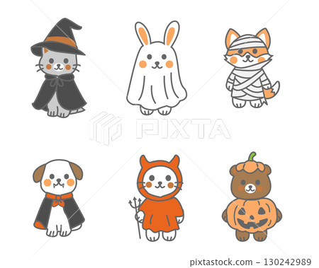 cute cartoon animal character in Halloween costume cute cartoon animal character in Halloween costume 130242989