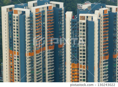 Aerial view of high voltage electric tower in city Aerial view of high voltage electric tower in city 130243022