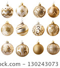 luxury Christmas ornaments, golden and white theme, glass baubles 130243073
