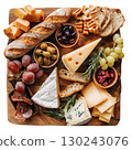 artisan bread and cheese platter, winter party style, rustic board 130243076
