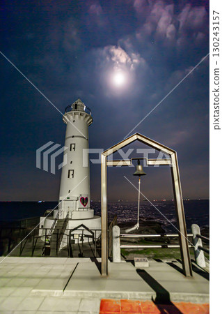 Nomasaki Lighthouse illuminated by moonlight Nomasaki Lighthouse illuminated by moonlight 130243157