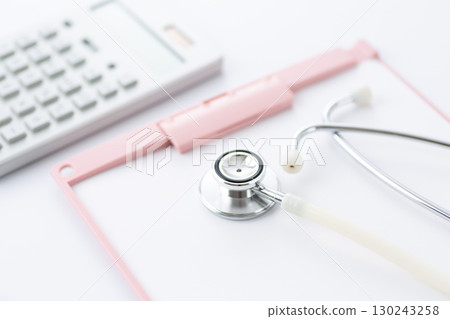 Stethoscope, binder and calculator 130243258