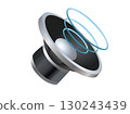 Silver and black circle sound music speaker high volume cone displayed icon 130243439