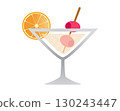 Martini mocktail, cocktail drink flat icon with lemon 130243447