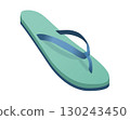 Green and blue single rubber flip flop, thong sandal icon 130243450