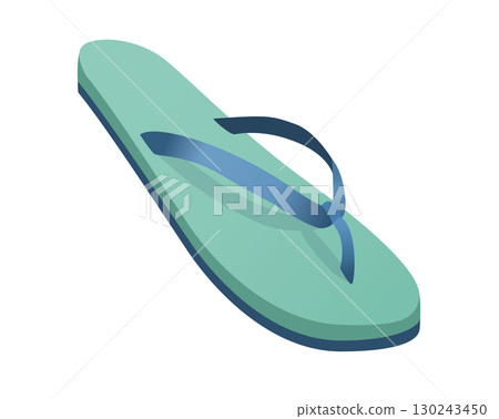 Green and blue single rubber flip flop, thong sandal icon 130243450