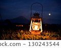 Oil lantern, Mt. Fuji and full moon 130243544