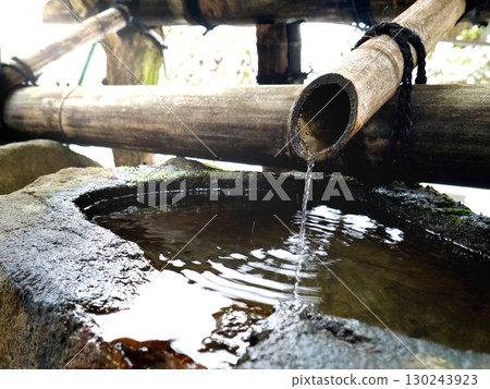 Water flowing from the spout of the Chozuya Water flowing from the spout of the Chozuya 130243923