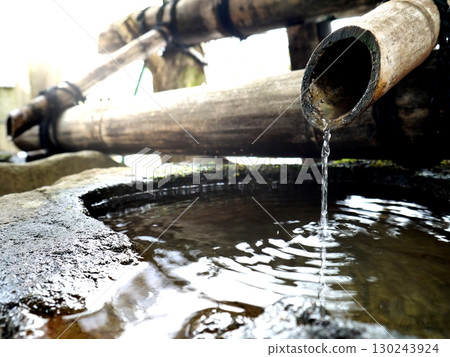 Water flowing from the spout of the Chozuya Water flowing from the spout of the Chozuya 130243924