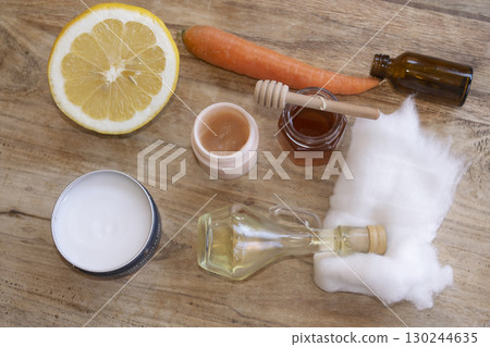 Preparing homemade beauty mask with natural ingredients 130244635