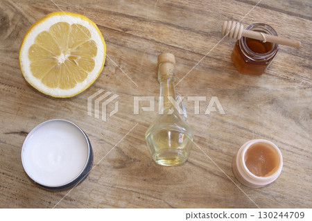 Preparing homemade beauty mask with natural ingredients 130244709