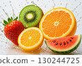 Fresh fruit cross section and water splash 130244725