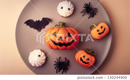 Halloween jack-o'-lantern pumpkin ghost candy sweets image 130244908